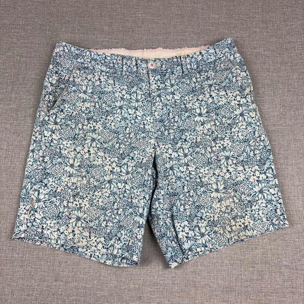Lilly Pulitzer Shorts Mens 36 Blue Floral Cotton Stretch Chino 9 Inseam